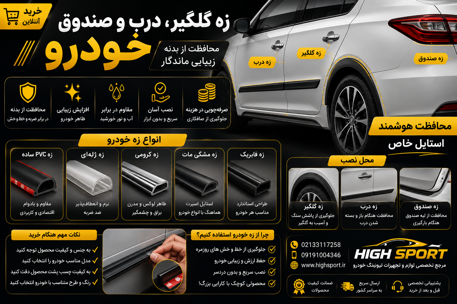 خرید زه گلگیر، درب و صندوق خودرو